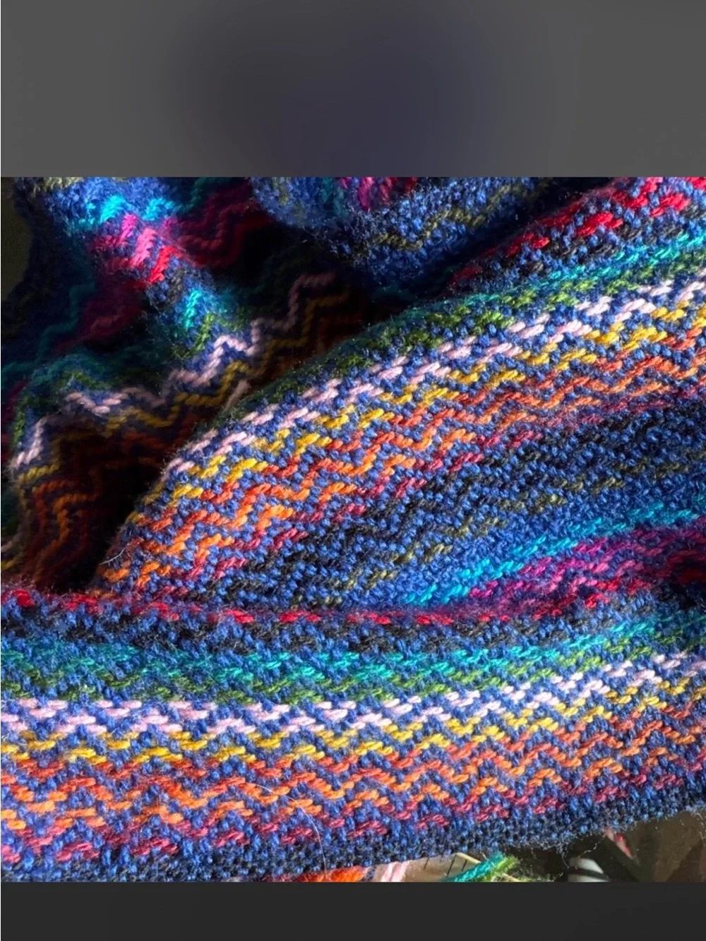 100% Alpaca Wool Multicolor Zigzag Knit Scarf - Women Accessories